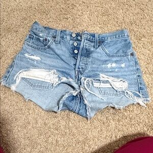 Levi's Light Blue Distressed Jean Shorts